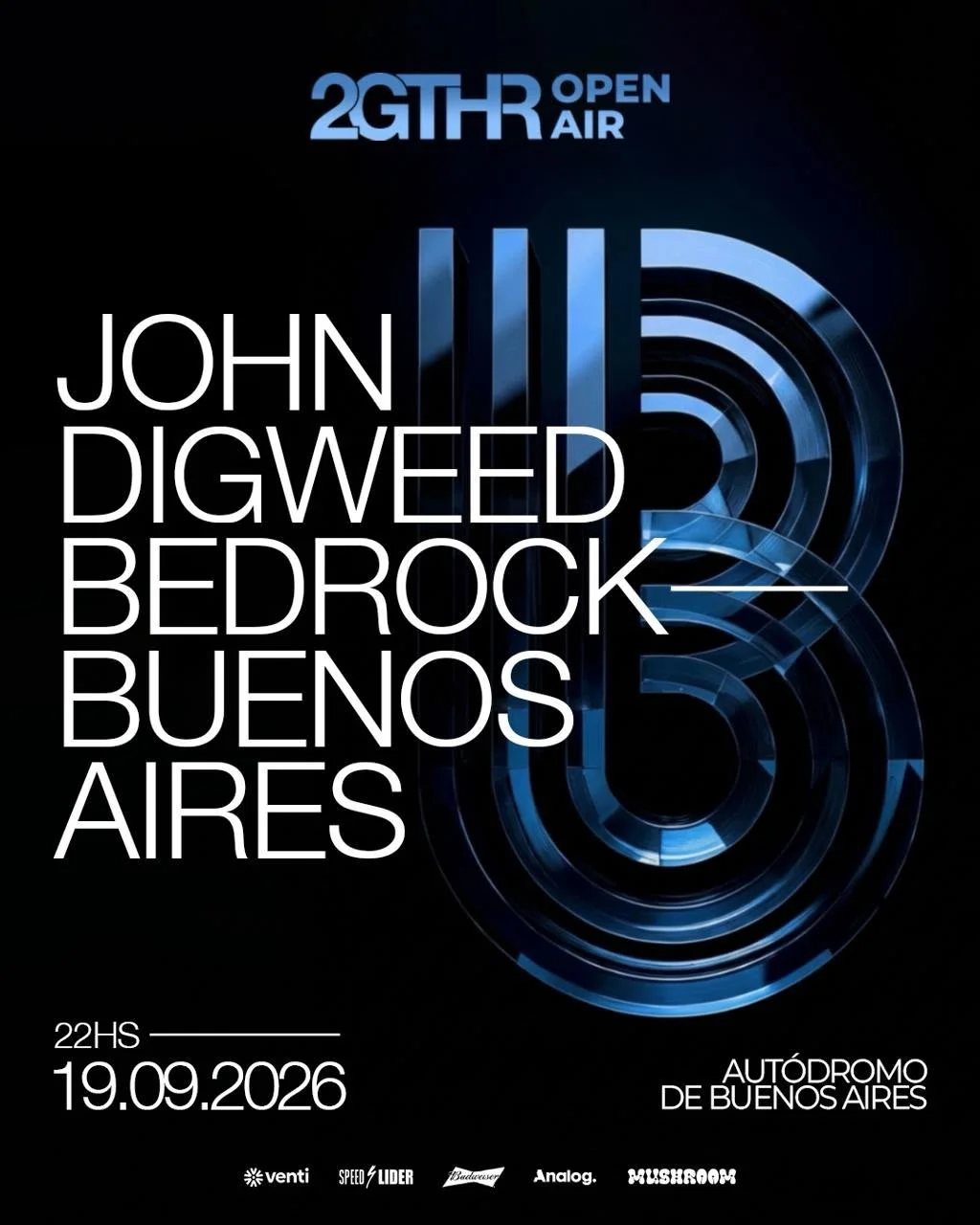 Flyer de JOHN DIGWEED pres: BEDROCK, 19.09.2026